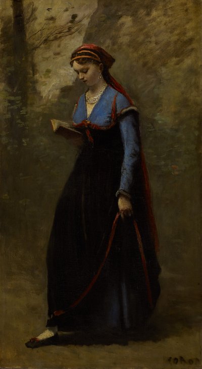 De lezer, 1868 door Jean Baptiste Camille Corot